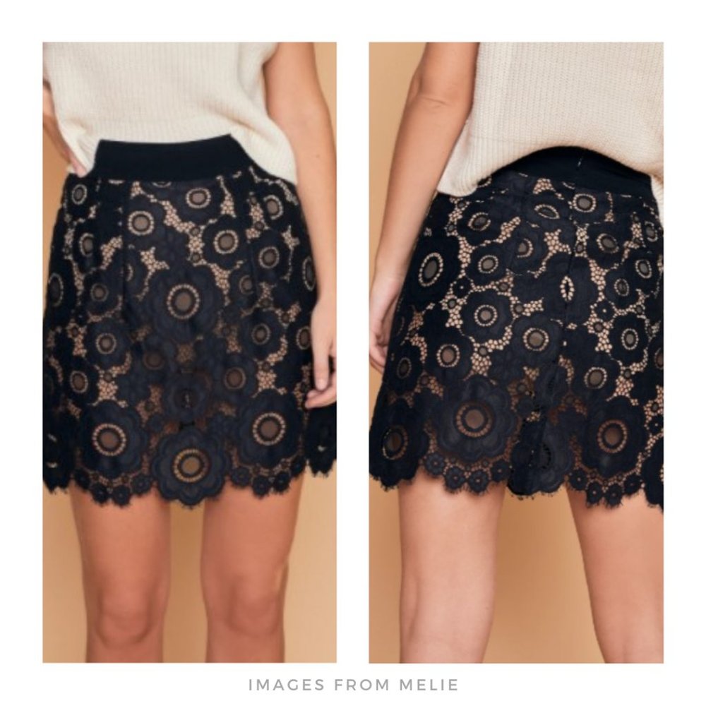 For Love & Lemons ▪ Sonya Mini Skirt, Black Lace